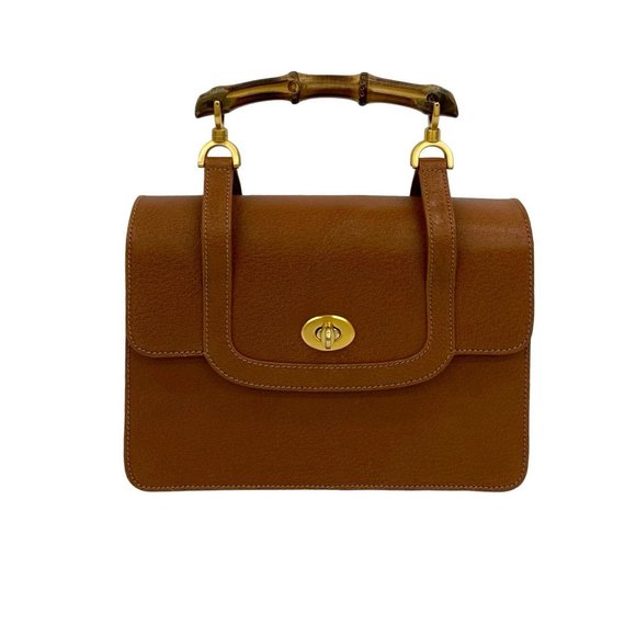 GUCCI Brown Leather Bamboo Shoulder Bag - Picture 1 of 9